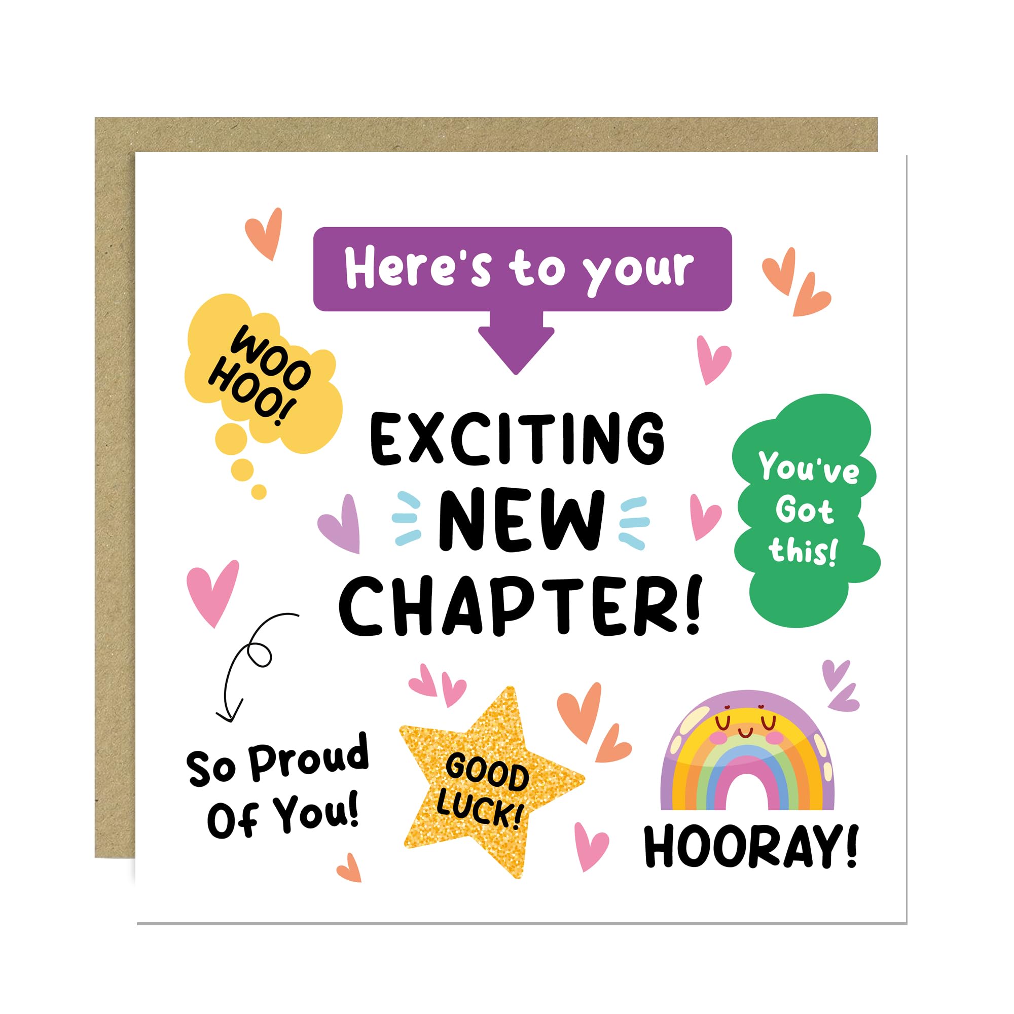 RED OCEAN Leaving Card Exciting New Chapter Card For Colleagues Partner BFF Bestie Office Mate Work Mate Good Luck For Him Her Men Women With Kraft Envelope