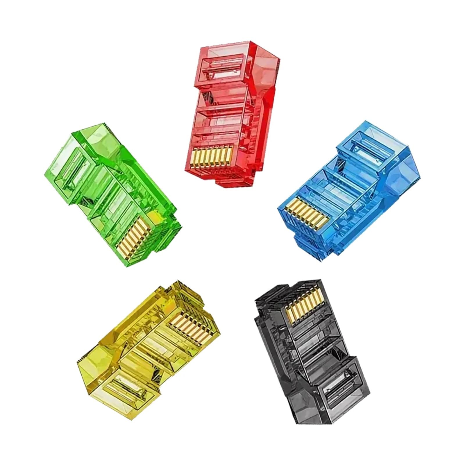 50 conectores de extremo CAT6/5e RJ45 para cable Ethernet, conectores modulares de color estándar UTP chapados en oro (mezcla)