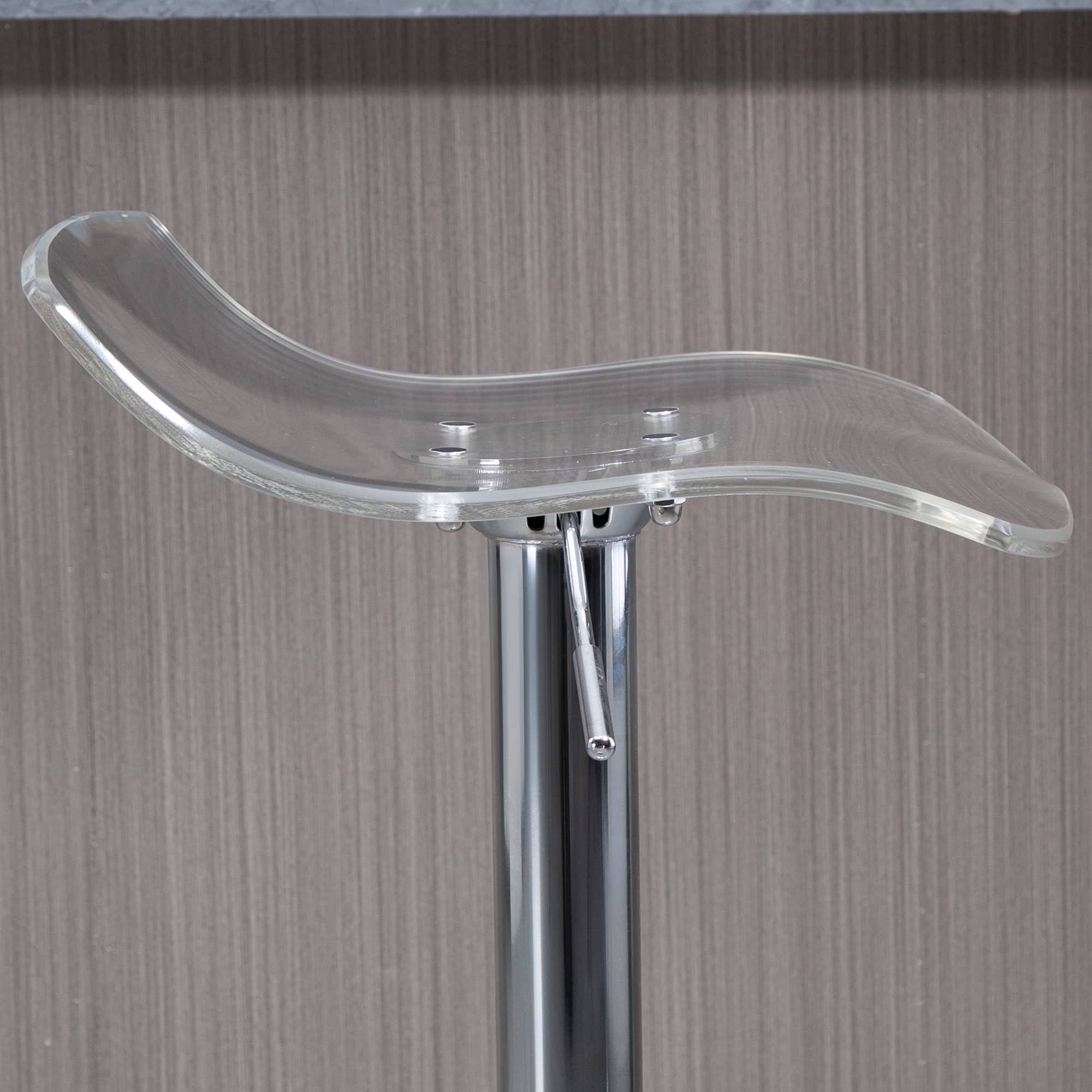 HOMCOM Set 2 Sgabelli da Bar con Altezza Regolabile, Sgabelli da Cucina Alti con Seduta Girevole e Poggiapiedi in Metallo e Acrilico, 39x39x67-87 cm, Trasparente