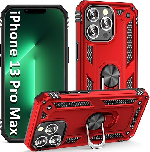 Miniatura 1 de ADDIT Funda de teléfono para iPhone 13 Pro Max, funda protectora de grado militar para iPhone 13 Pro Max, funda con soporte de soporte de coche para