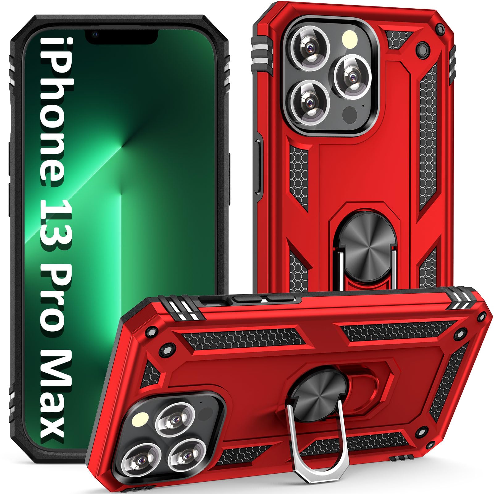 ADDIT i Phone 13 Pro Max Case, for iPhone 13 Pro Max Case,with Kickstand Ring,Adjustable Stand,Military Grade,Heavy Duty Protection,Shockproof,