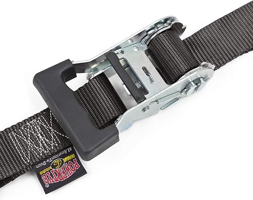 Vista 4 de PowerTye Correa gruesa de 1.5 pulgadas x 7 pies de amarre de trinquete de lujo con cuerda de oveja suave, ganchos de pestillo – 1,000 libras