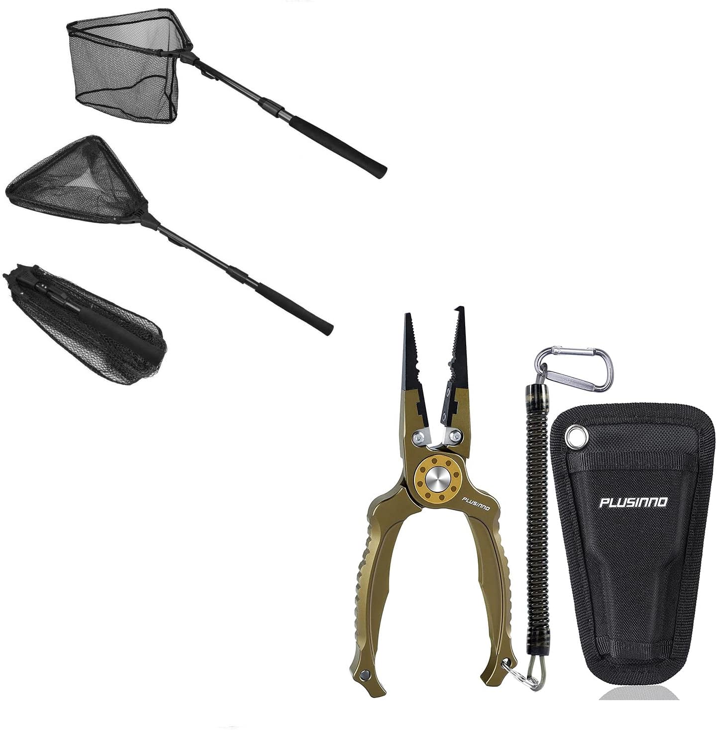 PLUSINNO Fishing Net Fish Landing Net, 8 Inch Fishing Pliers Sports & Outdoors