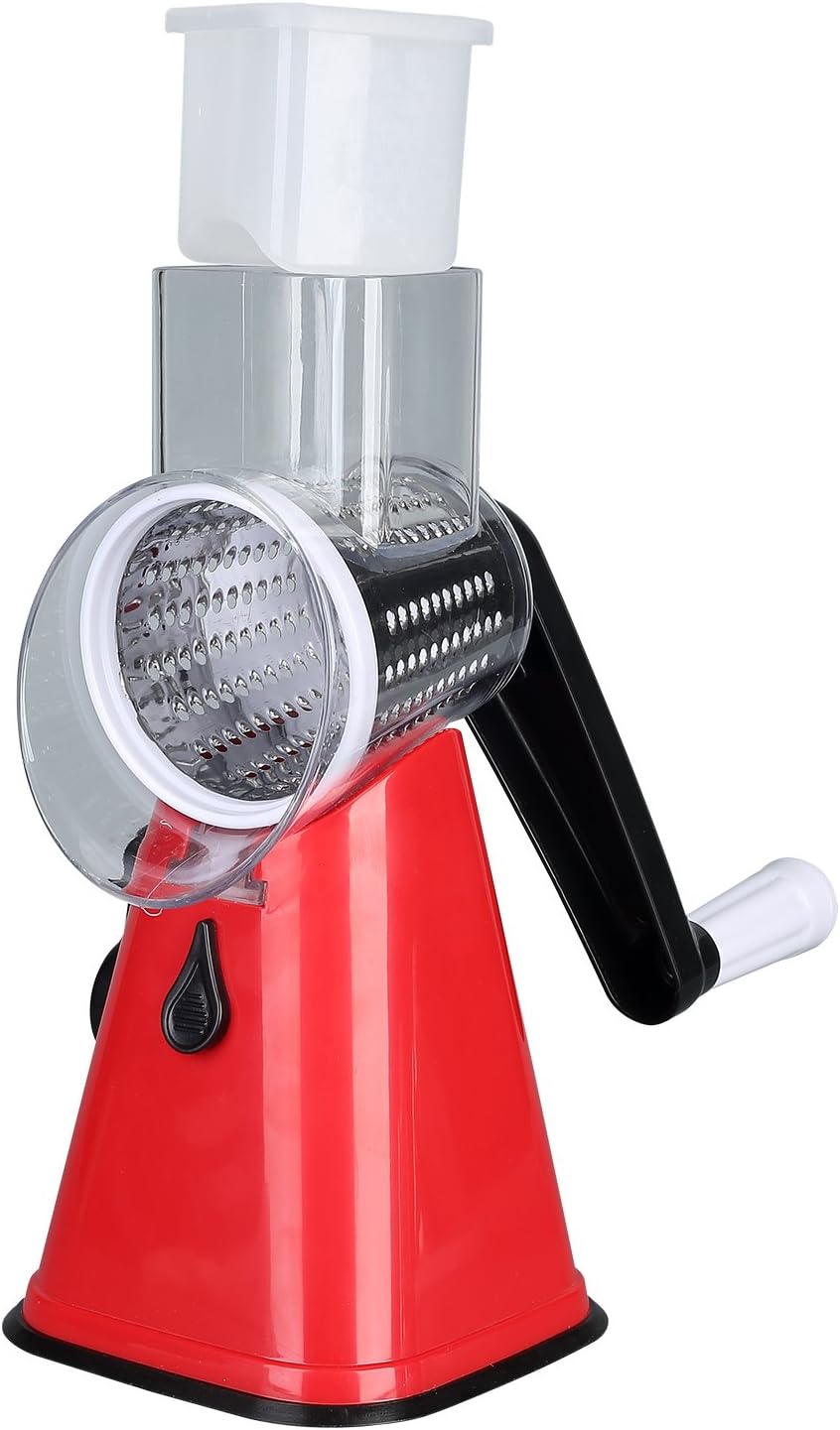 ERDOSS Premium 3 in 1 Vegetable Shredder,Dishwasher Safe Cheese Grater, Vegetable Cutter Slicer & Shredder, Veggie Spiralizer, Nut Shredder, Veggie Cutter (RED/Black)