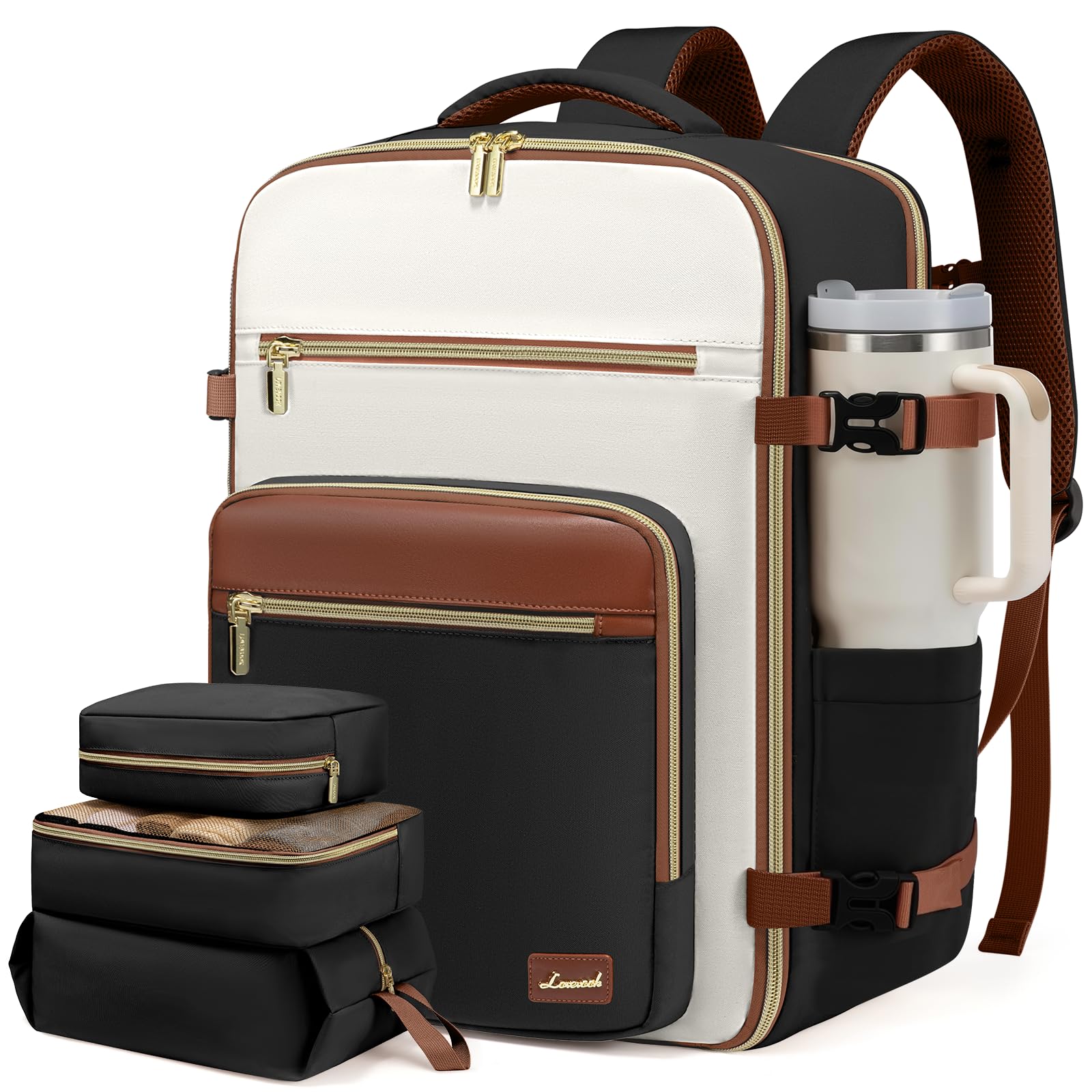 LOVEVOOK Travel Backpack For Women,40L Carry On Backpack Flight Approved,TSA Personal Item Travel Bag Fits 17 Inch Laptop,Business Weekender Overnight Daypack with Toiletry Bag and Cubes