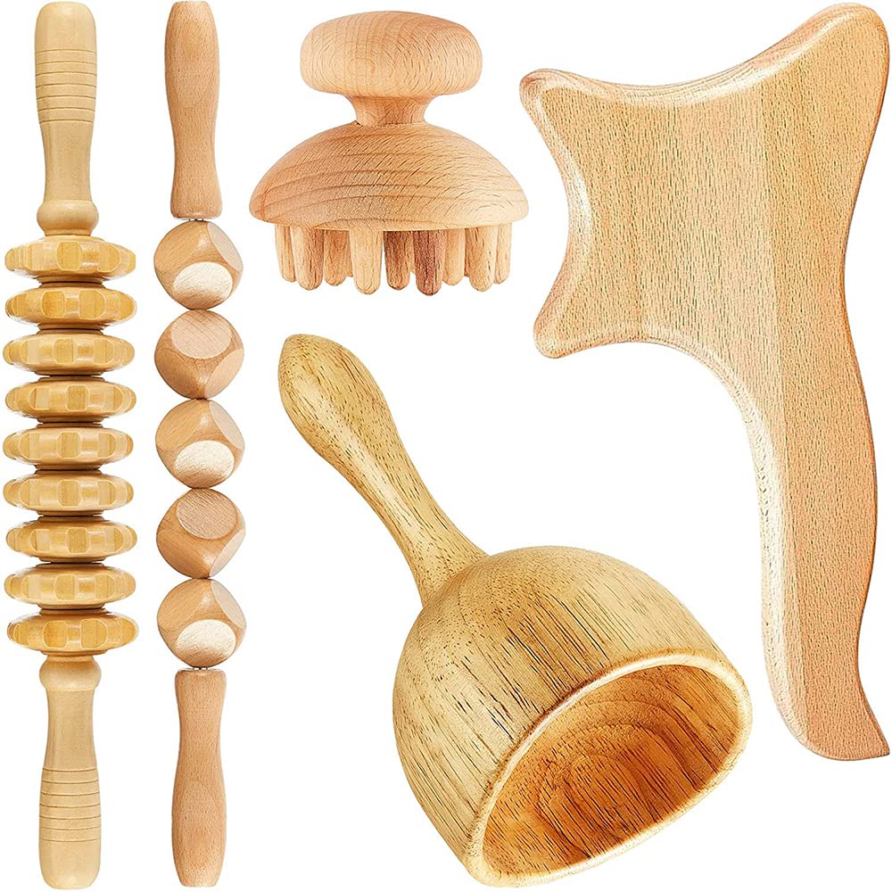 5Pcs Wood Therapy Masaż Zestaw Narzędzi Do Masażu Limfatycznego Drenażu Masażer Roller Do Masażu Pełnego Ciała