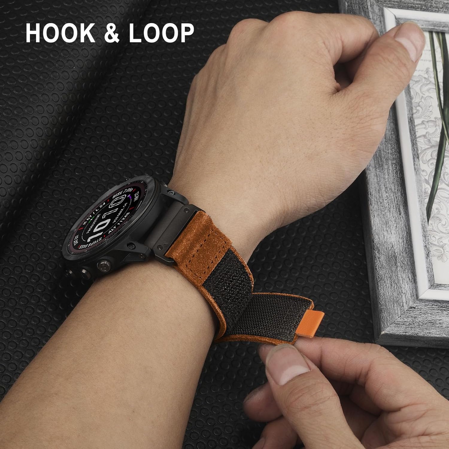 TRUMiRR Band for Fenix 7X / 6X Pro / 5X Plus Men, 26mm Quick Fit Loop Watchband Suede Leather Strap for Garmin Tactix 7 Pro/Epix Pro (Gen 2) 51mm / Instict 2X