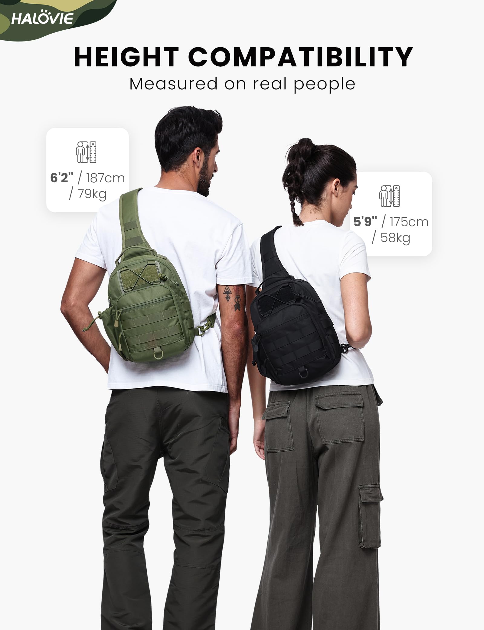 HALOVIE Mochila Táctical Militar,Mochila Cruzada Antirrobo Bolsa Bandolera Pequeña Hombre Bolsa Pecho Sling Bag para Senderismo Ciclismo Camping