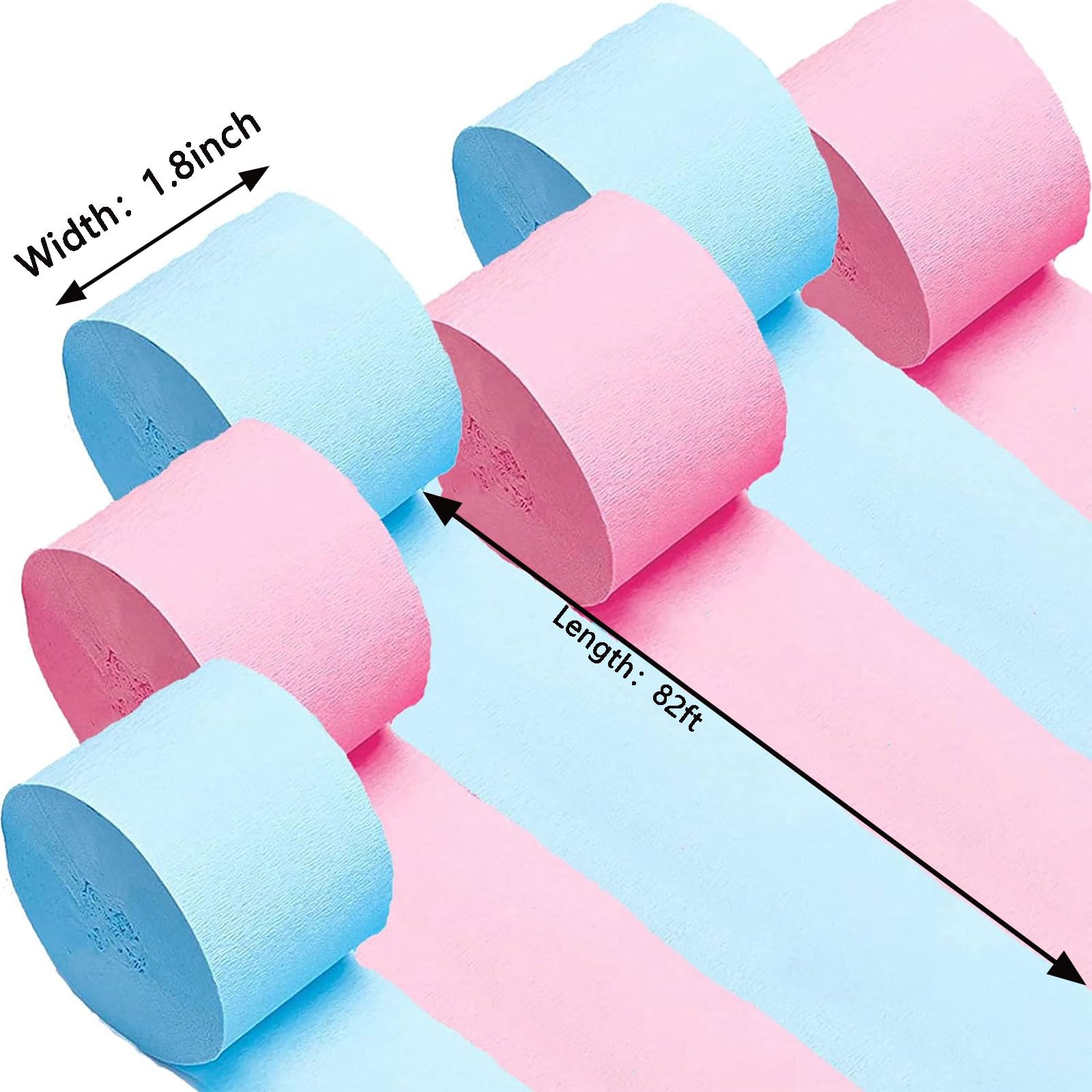 We Moment Gender Reveal Party Pink Blue Decorations Luftschlangen 6 Rollen (4,5 cm x 25 m) Krepppapierschlangen Babyparty Brautparty