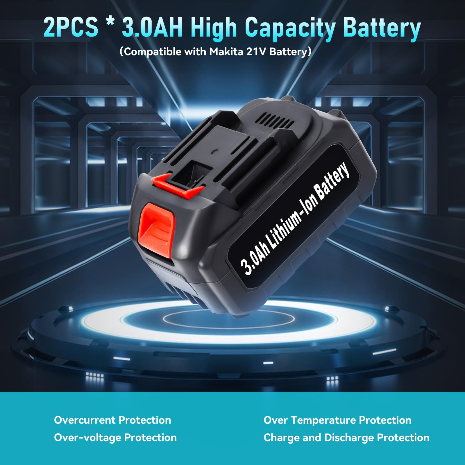 Yofuly Sega a Gattuccio per MMAKI-TA 21V Battery, Sega Alternativa a Batteria con 2 * 3000mAh Batteria, Sega Elettrica Velocità 3000SPM con 4 Lame per Legno e Metallo, Motore Senza Spazzole