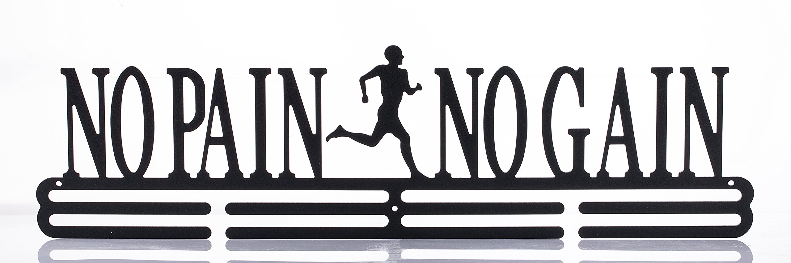 Sports Medal Holder Medal Hanger Display No Pain No Gain Runners Metal Carbon Steel Two Tiers Professional Wall Mount