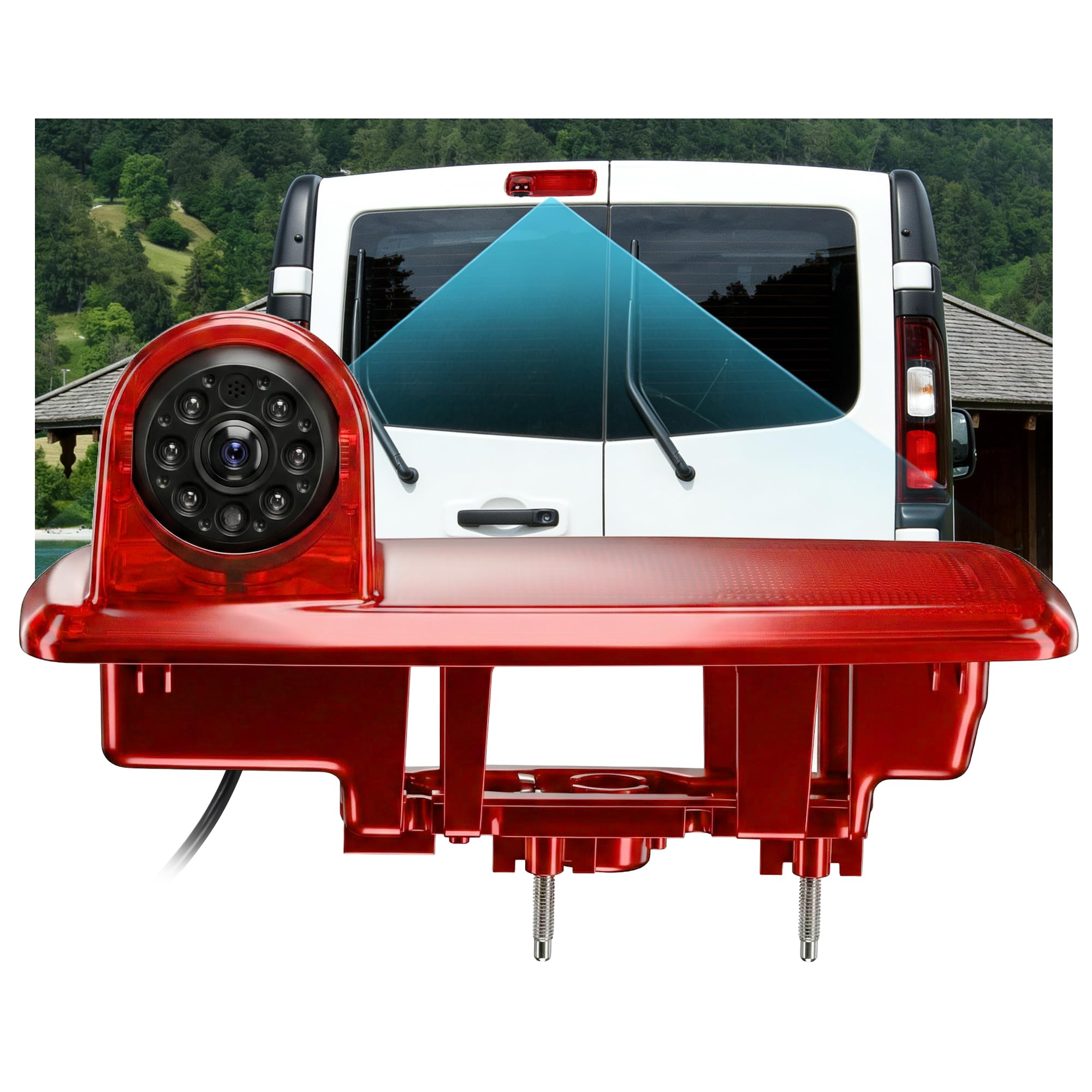 Rimoody Terza Luce di Stop Telecamera Posteriore per Renault Trafic 2014-2017/Opel Vivaro 2014-2017, Visione Notturna IR/Impermeabile IP67/Angolo Regolabile/con Linea di inversione AHD 1280x720 & CVBS