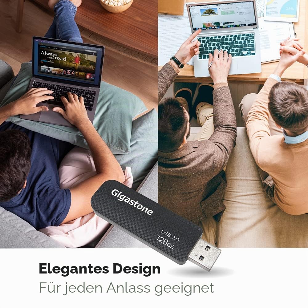 Gigastone V30 USB-Stick 128GB 5 Stück Speicherstick USB 2.0 Für PC/Tablet/TV/Auto (Schwarz)