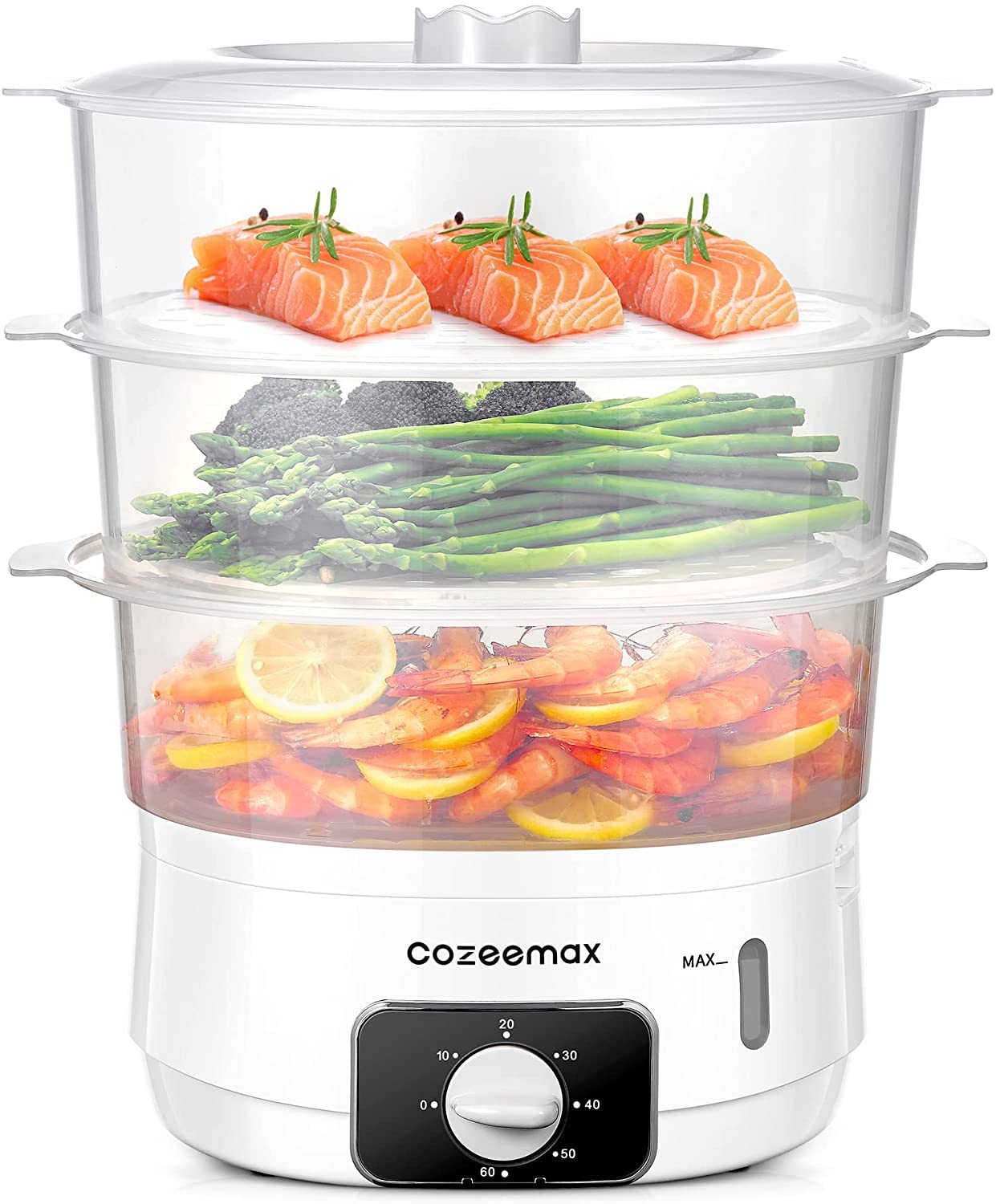 Buy Cozeemax Food Steamer 13L Large Capacity, 3 Tier Electric Vegetable