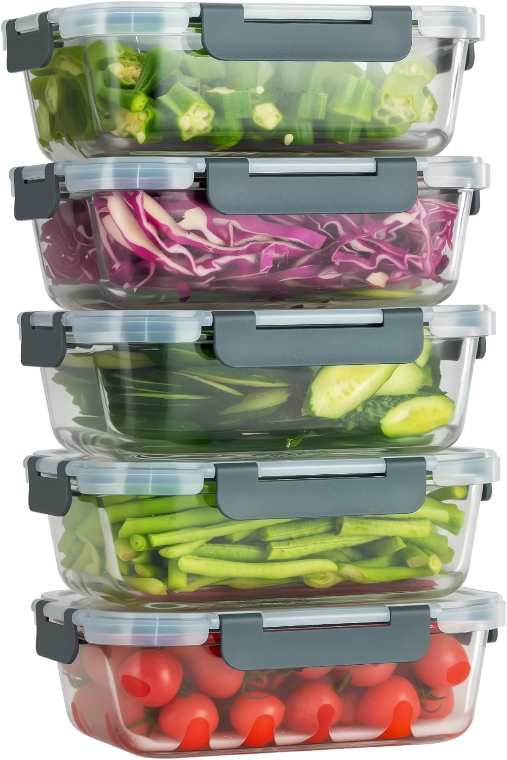 5 PACK 36 oz Glass Meal Prep Containers