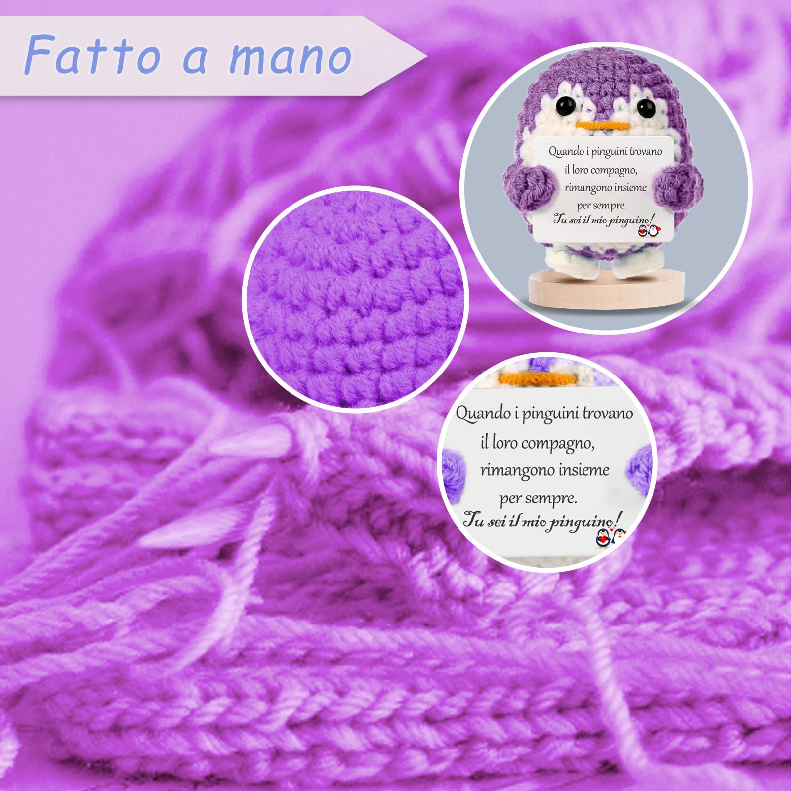 XBOCMY Regalo San Valentino per Lui Lei Pinguino Positivo Regali Per Lei Lui Regali Di Coppia Regalo Fidanzato Fidanzata Regalo Anniversario Per Lui Lei Regalo Anniversario Matrimonio (Viola)