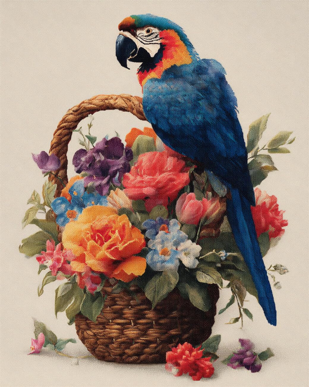 RKFLGEW DIY Embroidery Beads Set Colorful Parrot 50x70cm