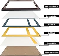 Vista 5 de GraduationMall Marco de diploma de madera de cerezo de 11 x 17 pulgadas con soporte de borla para documentos de certificado de 8.5 x 11, vidrio
