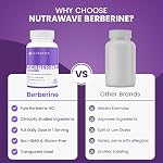 Nutrawave Pure Berberine Maximum Pouvoir, 1000mg par service(Chaque gélule 500mg), Soutient les niveaux de sucre dans le sang, lipide en bonne santé(Fat) & Métabolisme du glucose, non OGM, végétalien, sans gluten, 90 gélules, paquet de 1