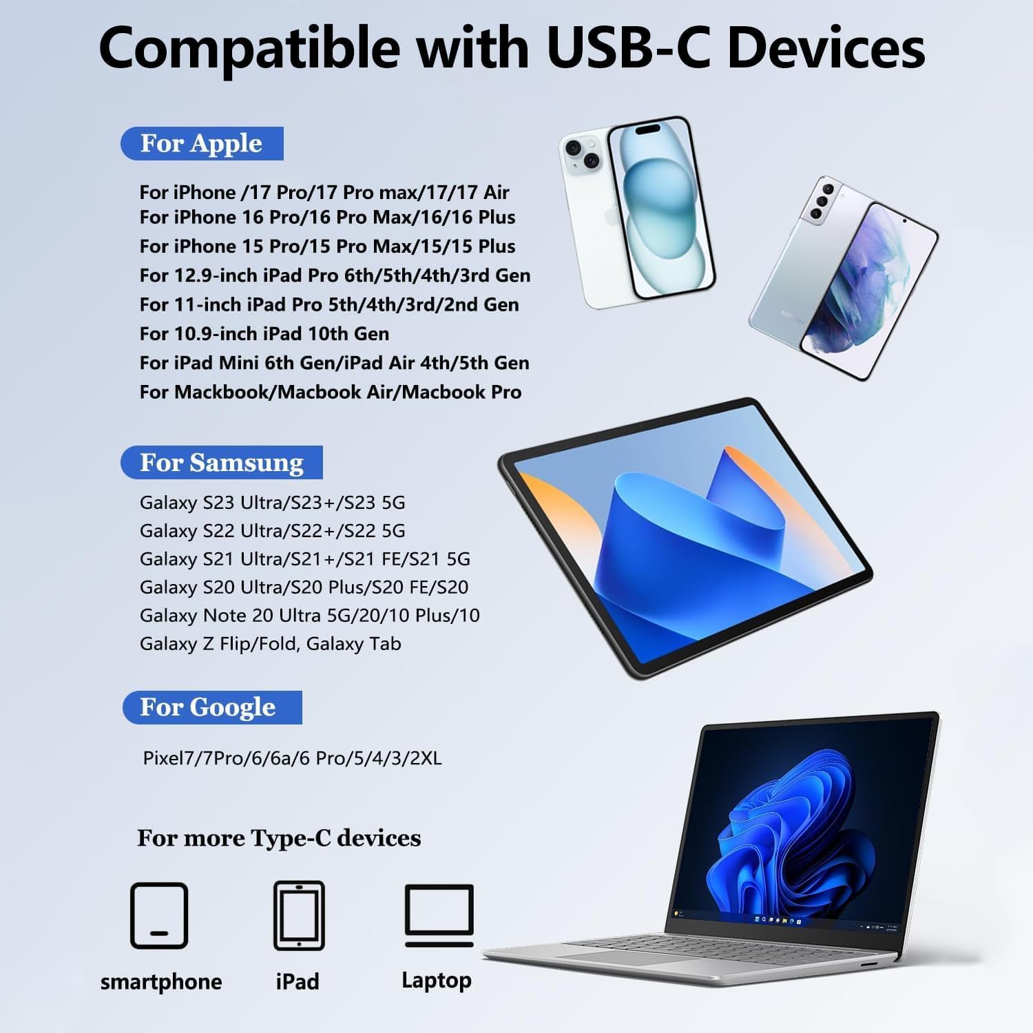 USB C Headphones with Cable for iPhone 17/16/15 Pro Max/Plus iPad Pro, In-Ear Headphones with Type C Cable, Microphone, Volume Control for Samsung S23/S22/S21/S20/A53/A54 Google Pixel 8/7/6A/5/4 — view 6