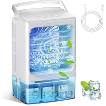 Portable Air Conditioners, 3 Speeds 2 Mist Modes Portable AC Unit with 900ml Water Tank,7-Color Lights Evaporative Cooler Blow Cold Air, Mini Car Cooling Fan for Bedroom RV Desk Office Indoor
