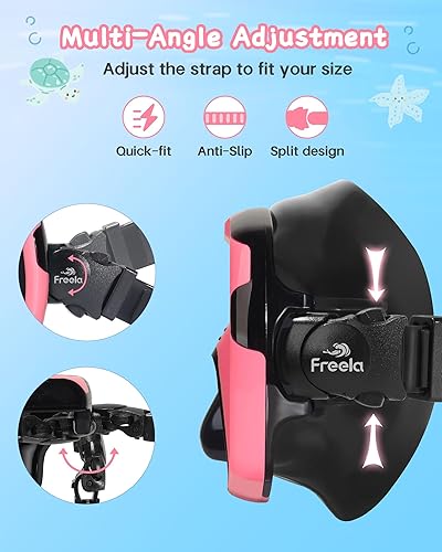 Miniatura 6 de Freela Gafas de natación para niños con cubierta de nariz para 6 a 16 años, paquete de 2 máscaras de natación de visión amplia, antiniebla, sin