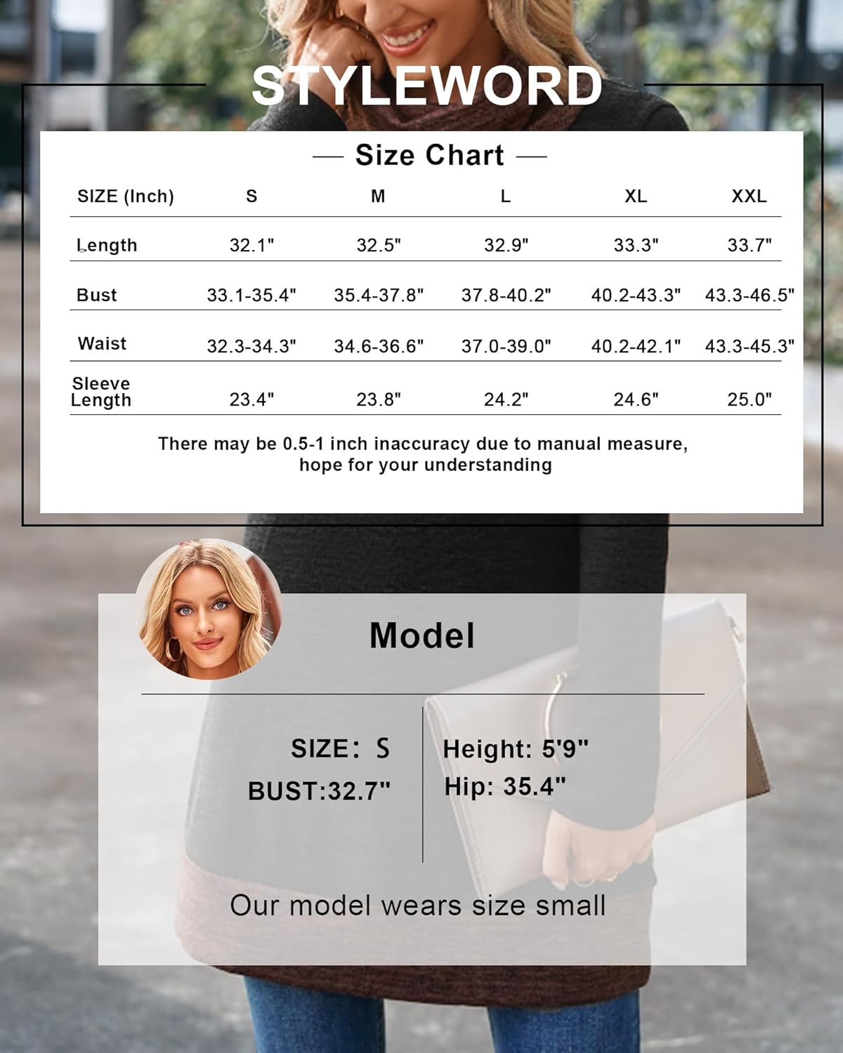 STYLEWORD Women's 2026 Winter Dress Tunic Tops for Leggings Long Sleeve Sweater Cowl Neck Fashion Shirt Dress - Image 6