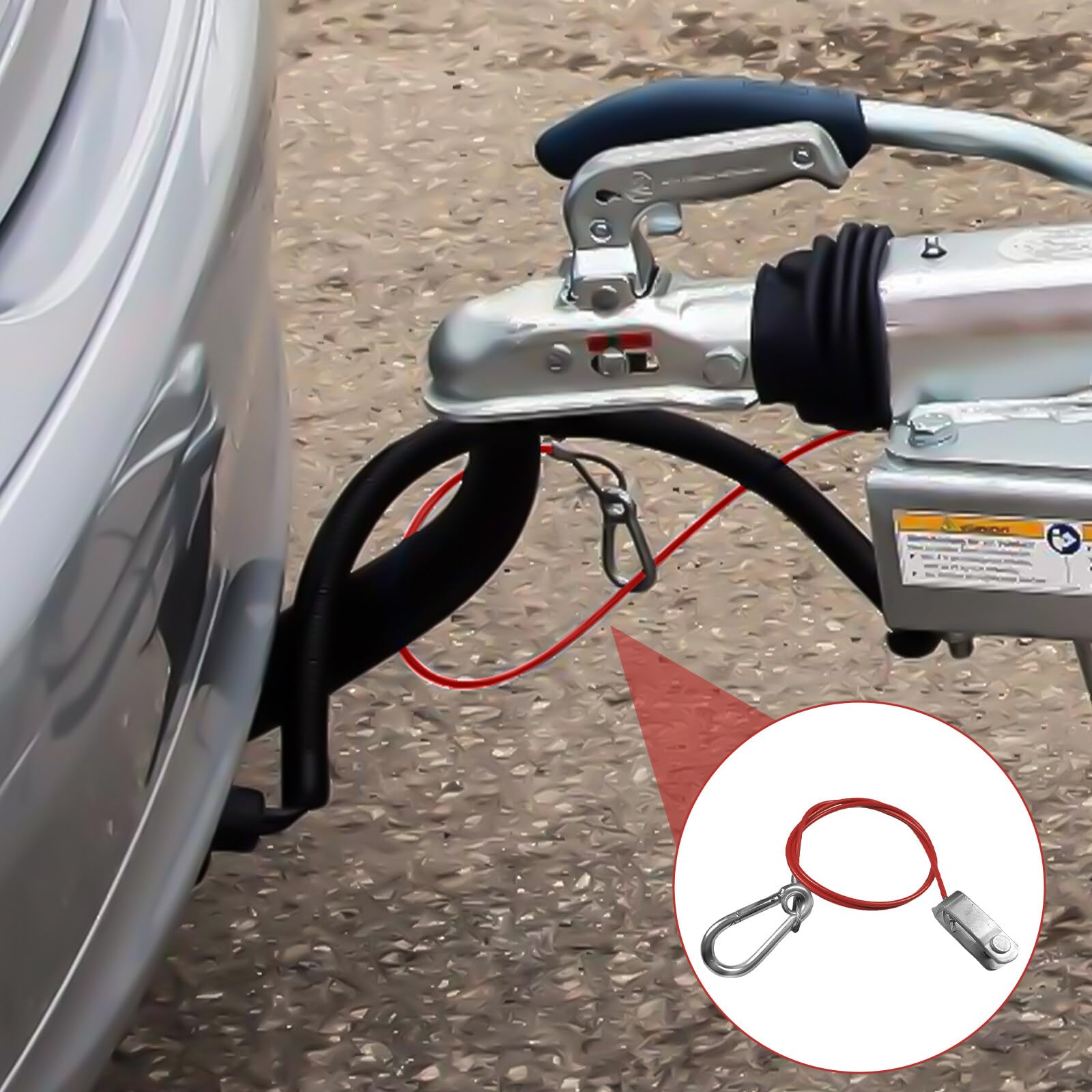 Cavo Di Sicurezza Per Rimorchio - 2 Pezzi Da 1 Metro Con Moschettone E Testa A Forcella - Colore Rosso - Foto 11