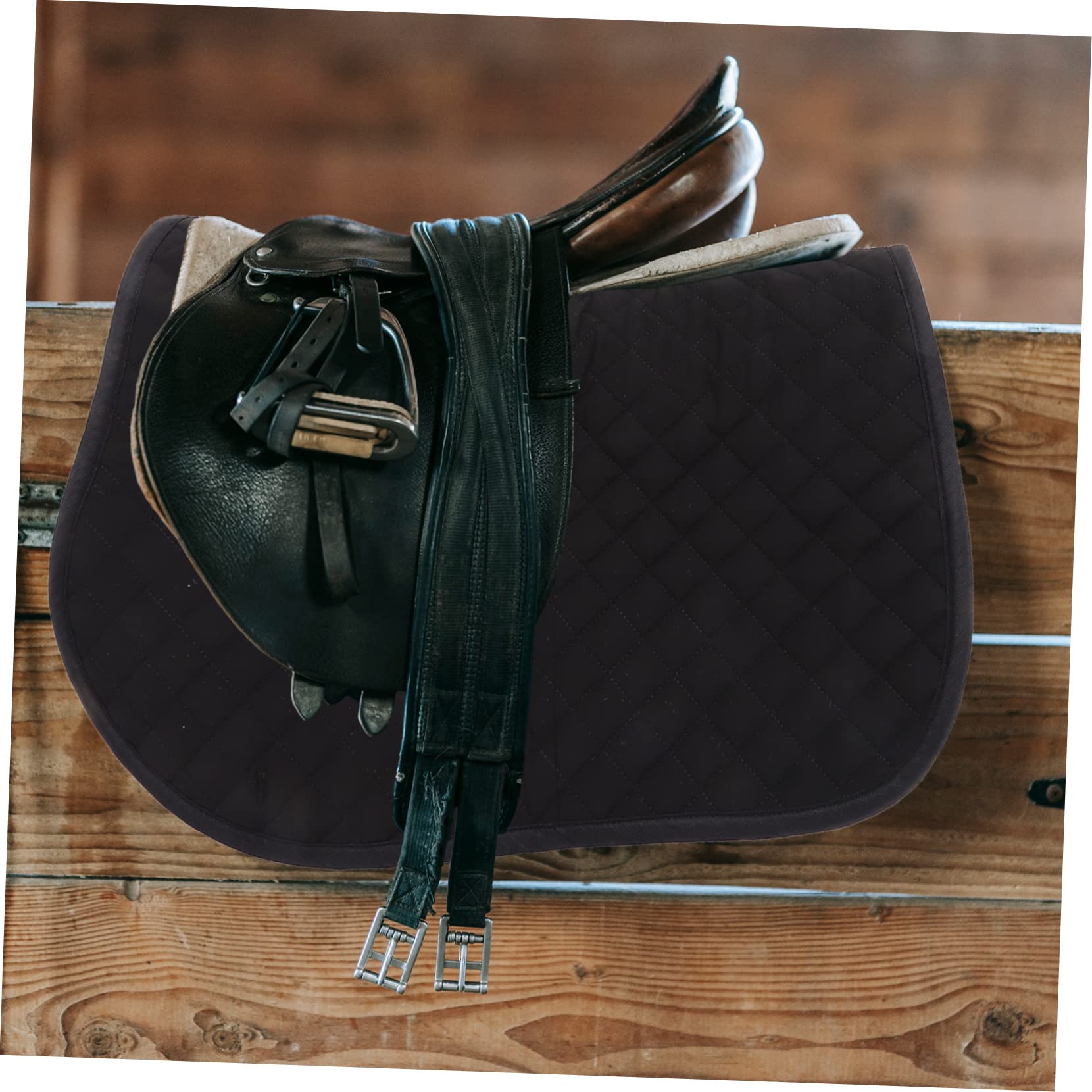 ibasenice Manta de Silla de Montar Occidental Antideslizante, Cómoda, Eva, Algodón y Poliéster, para Caballo, , Negro