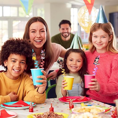 Miniatura 2 de 24 pajitas de plástico reutilizables con temática de Gracies con 2 cepillos de limpieza, decoraciones de fiesta de cumpleaños con temática de