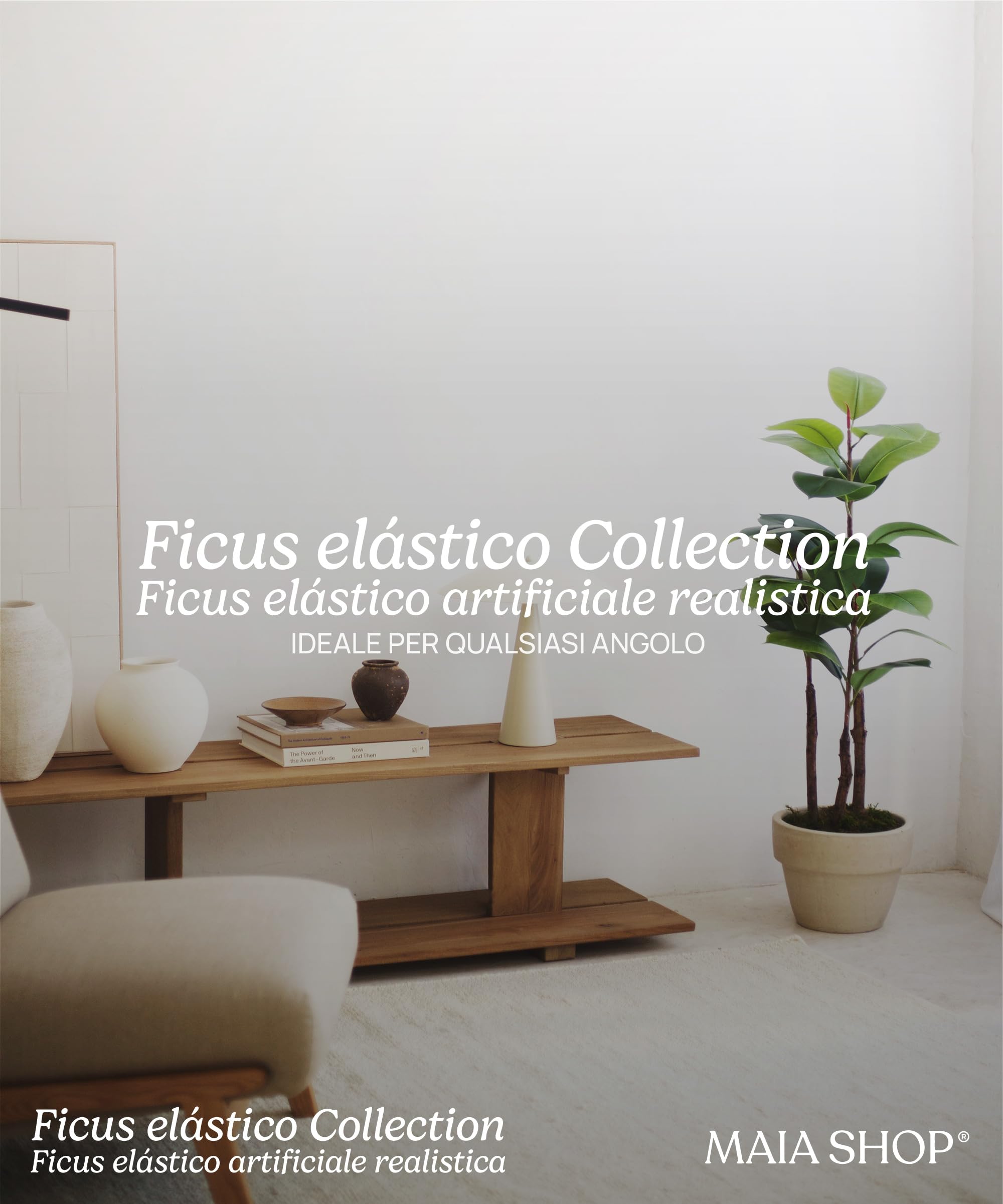 Maia Shop Ficus Elastica 120 cm - Pianta Artificiale da Interno | Pianta Artificiale Alta con Foglie Realistiche per Casa Soggiorno Ingresso Ufficio - Vaso Nero Incluso