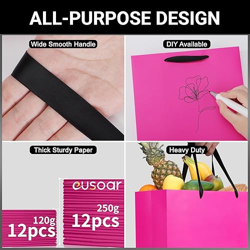 Miniatura 10 de EUSOAR Kraft Paper Bags, 30pcs 3 Sizes Gift Wrap Bags with Ribbon Handles, Shopping Bags, Packaging Bags, Gift Bags, Recyclable Kraft Bags, Wedding