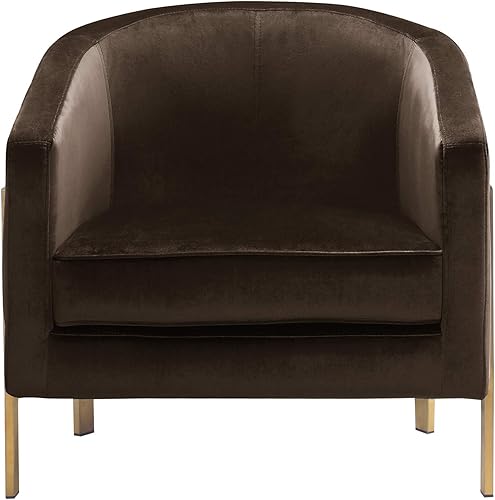 Miniatura 32 de Iconic Home Monte Accent - Silla de club elegante y elegante de terciopelo con acabado de latón cepillado, marco de acero inoxidable moderno y Negro