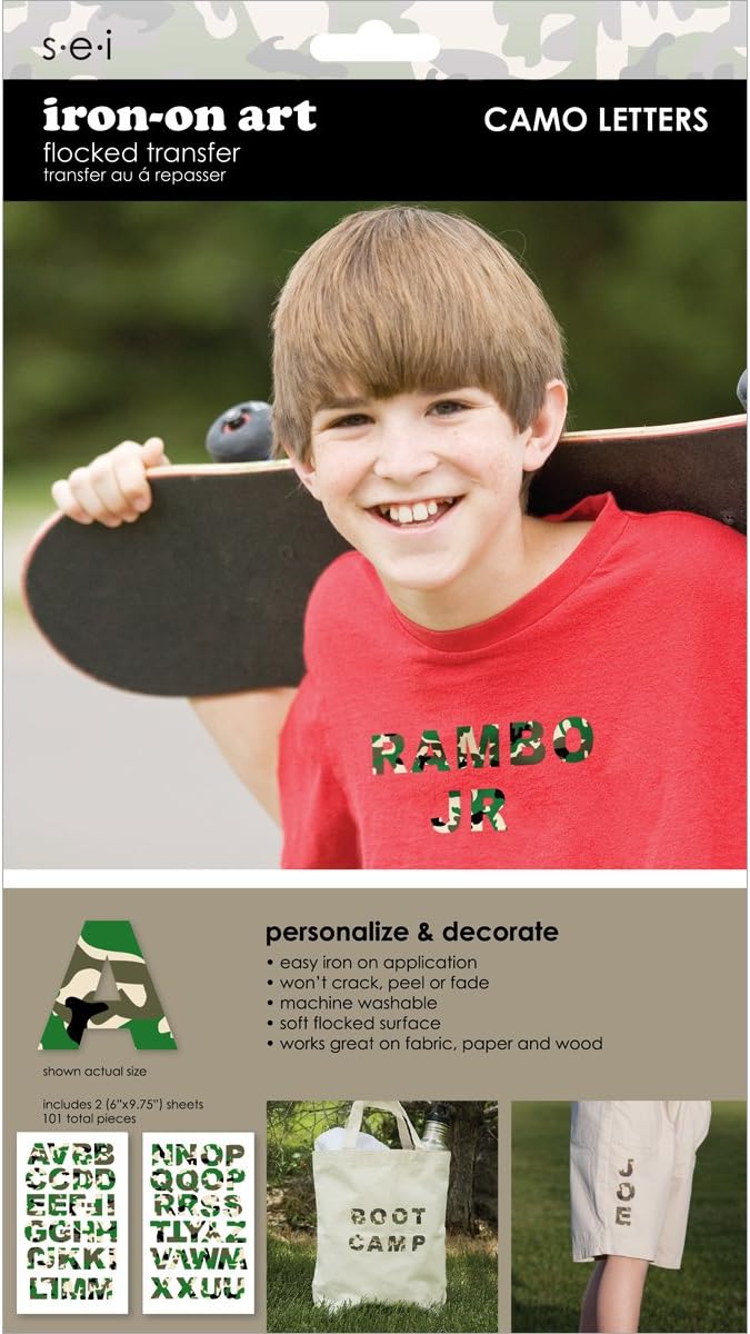 SEI 1-1/2-Inch Camouflage Iron-On Letter Transfers, 2-Sheet