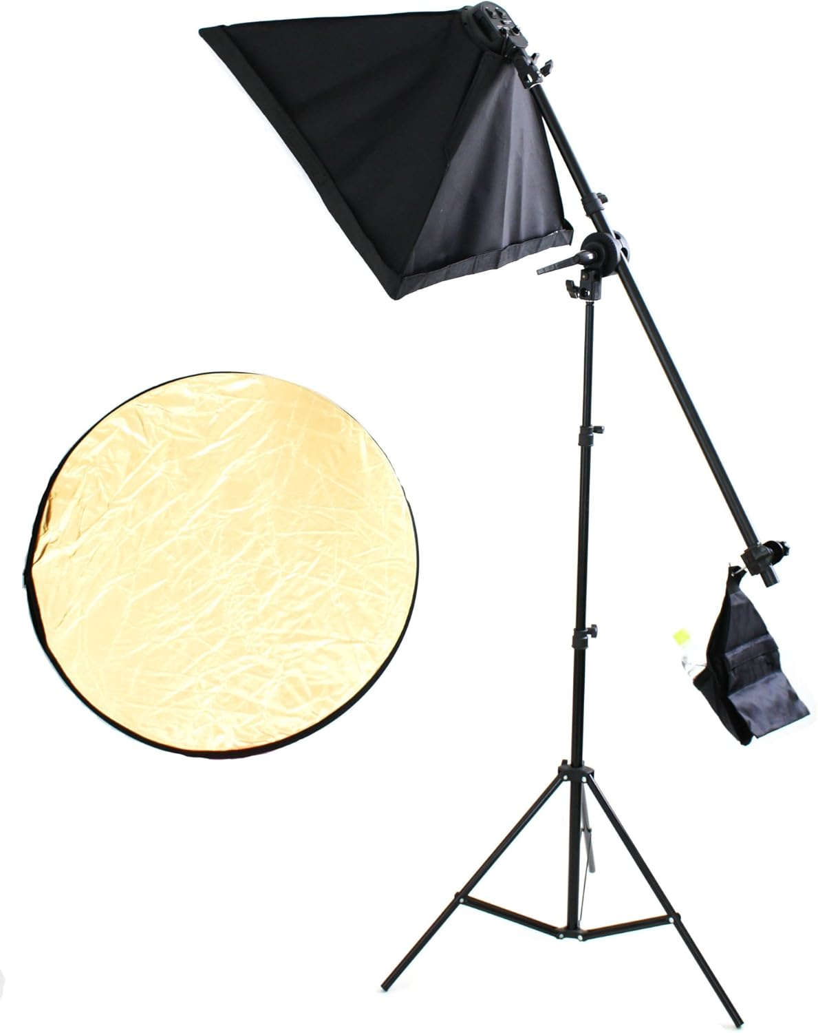 Amazon 【Lighting Adventure】撮影照明 ブームセット 80cmレフ板 4灯ソケット＋三脚スタンド＋傘 ソフト