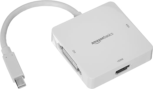 Amazon Basics AmazonBasics Mini DisplayPort to HDMI/DVI/VGA Adapter – White, 5-Pack