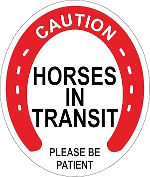 INDIGOS UG - Sticker - Safety - Warning - Caution Horses Sticker Printed Decal Cut Graphics for Trailer Lorry Vehicle - Self Adhesive Sticker 250mm x 205mm - KP-301