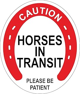 INDIGOS UG - Sticker - Safety - Warning - Caution Horses Sticker Printed Decal Cut Graphics for Trailer Lorry Vehicle - Self Adhesive Sticker 250mm x 205mm - KP-301