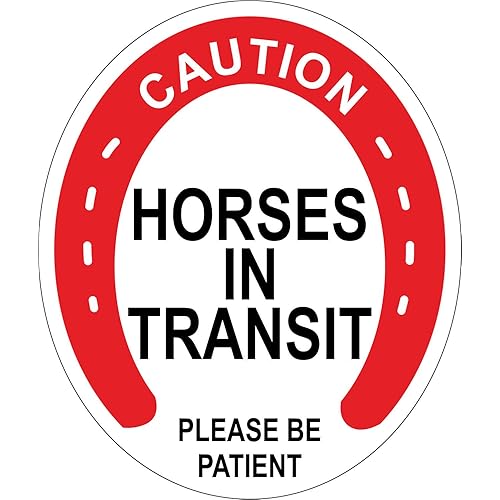 INDIGOS UG - Sticker - Safety - Warning - Caution Horses Sticker Printed Decal Cut Graphics for Trailer Lorry Vehicle - Self Adhesive Sticker 250mm x 205mm - KP-301