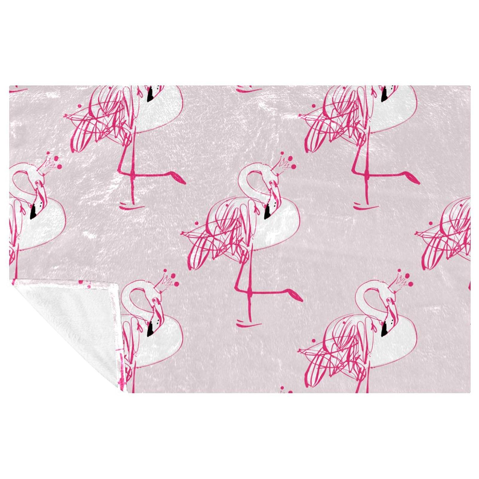 Couverture flamant rose pour canapé et pique-nique doux 150x100 cm