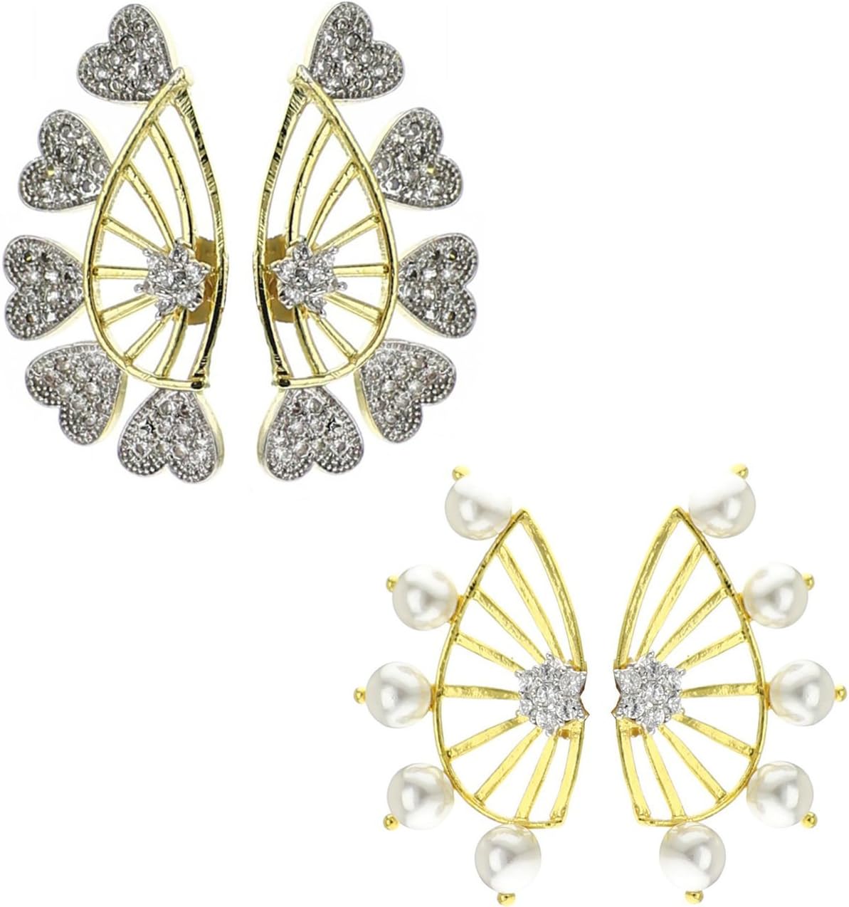 SHUBH 4UGolden Non-Precious Metal Cuff Earrings For Girls (Set Of 2)