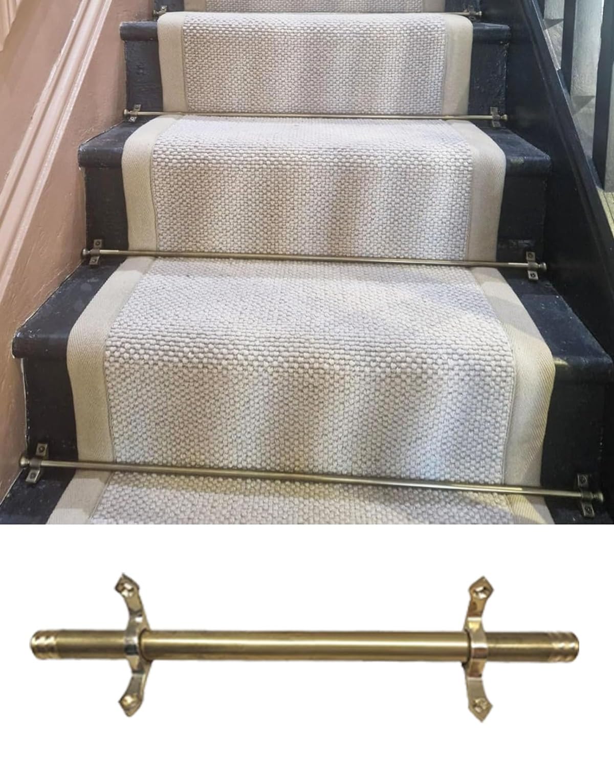 Tringles d'escalier fixes en laiton antique lot de 14 barres de tapis de 55 cm à 152 cm