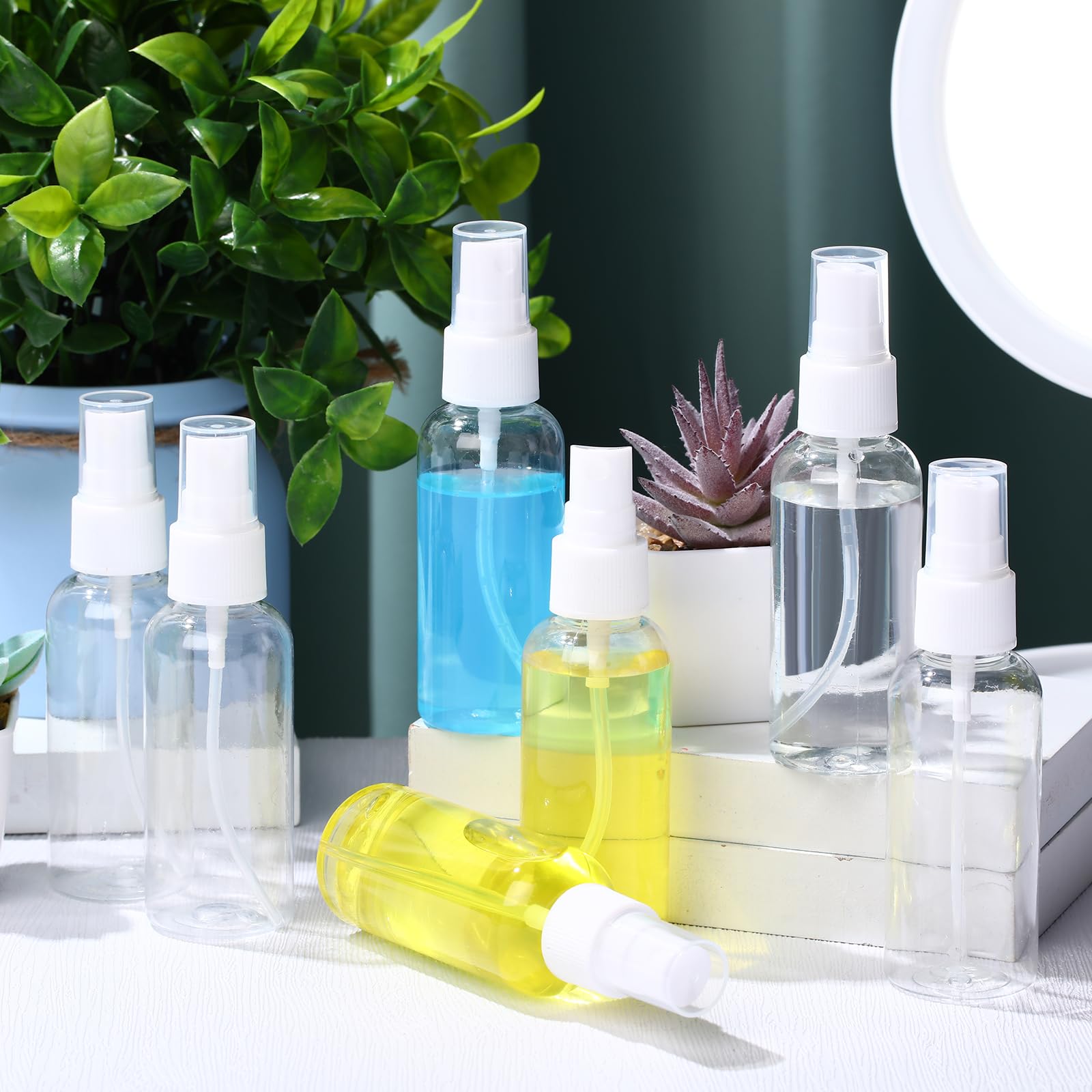 Ljdeals Sprühflaschen 57 Ml Transparent - 2 Stück, Feiner Nebel, BPA-frei, Für ätherische Öle & Reisen
