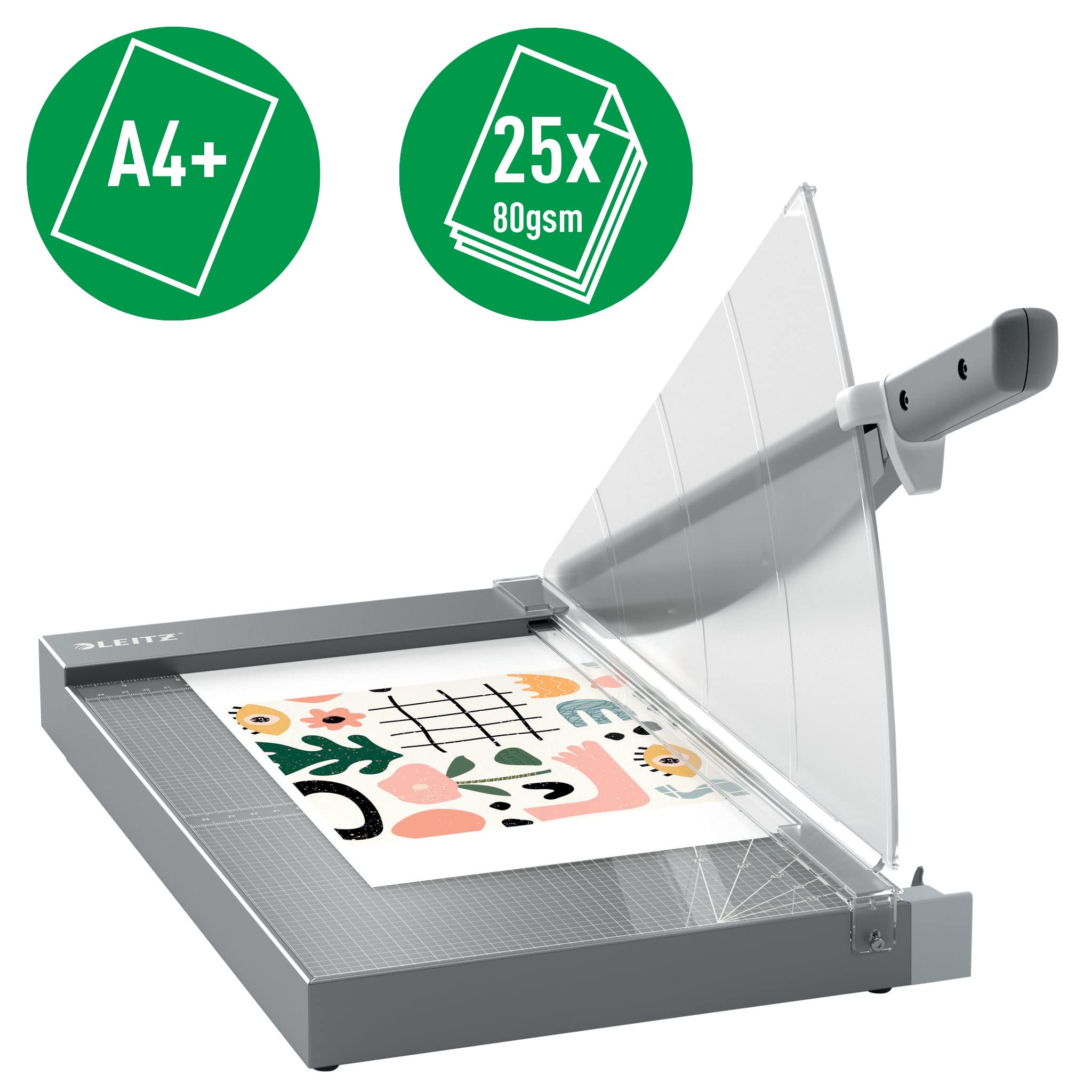 Leitz, Gilotyna do Papieru Leitz Precision Office Pro A4+ z Prowadnicą Wyrównującą, Tnie do 25 Kartek, Długość Cięcia 381 mm, Stalowe Ostrze z Osłoną, Światło EdgeGlow (90230000)