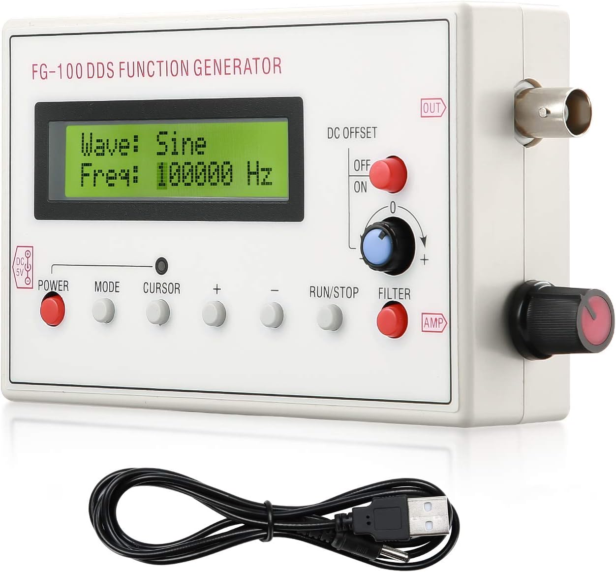Seesii 1HZ-500KHZ DDS Functional Signal Generator, DDS Function Low Frequency Signal Generator Sine/Triangle/Square/Sawtooth Waveform