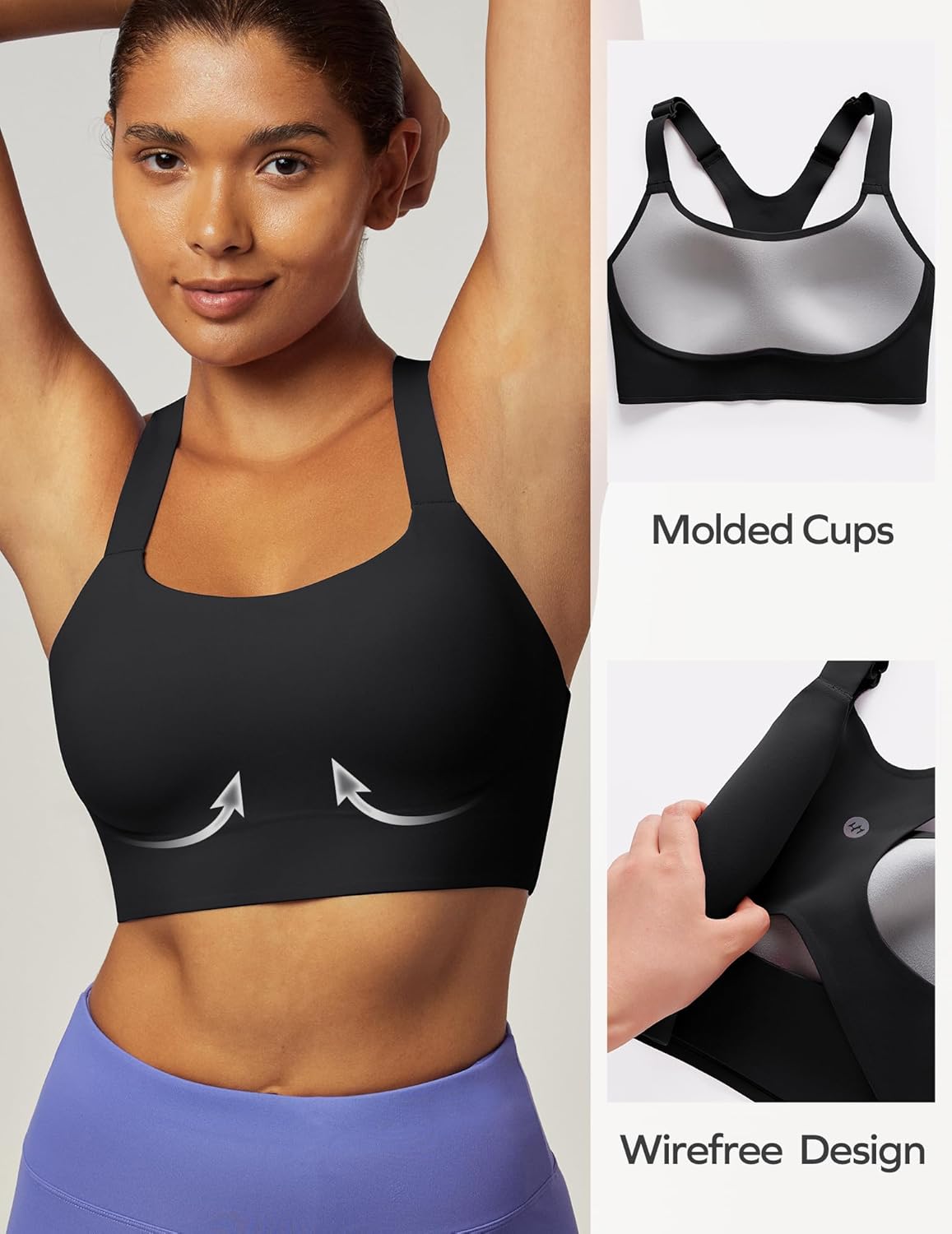 Ewedoos Womens Sports Bras Comfort Yoga Sports Bra Medium Support Racerback Workout Tops Seamless Adjustable Gym Bra - Image 3