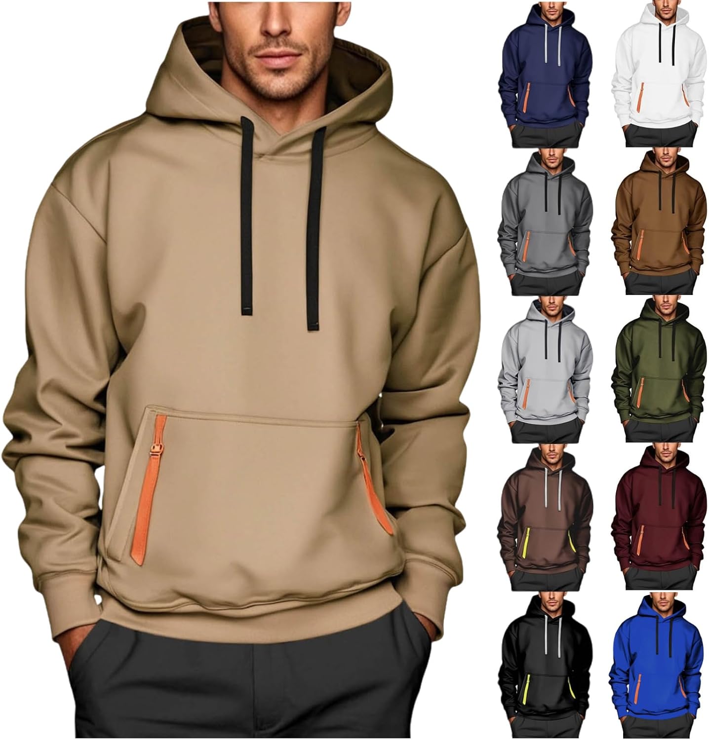 Big and Tall Hoodies for Men Fall Fashion Lightweight Hooded Sweatshirt Casual Long Sleeve Drawstring Pullover Hoodie