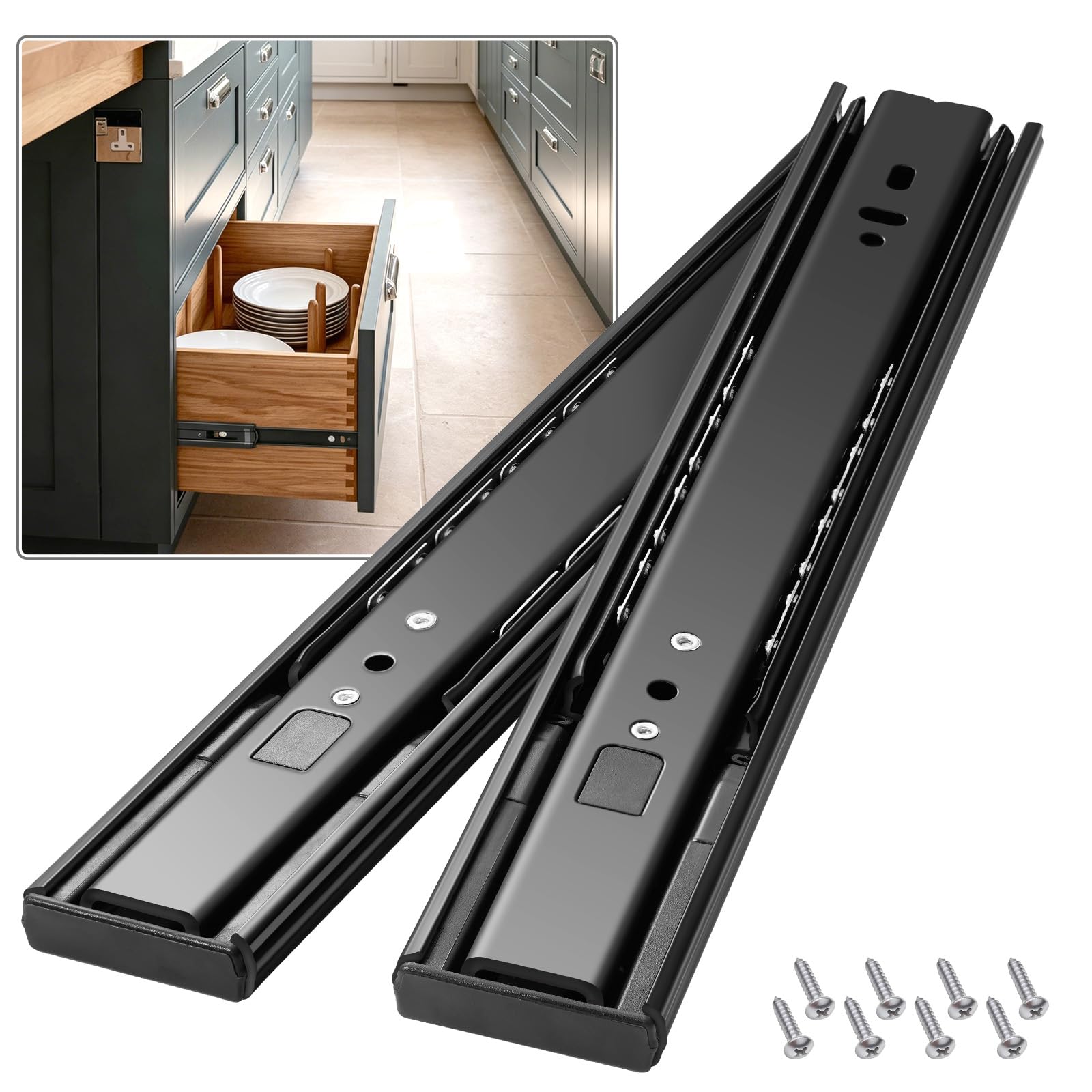 Full Extension Drawer Slides - VAGUDE Cabinet Rails -10 Full Extension Drawer Slides - VAGUDE Cabinet Rails -10
