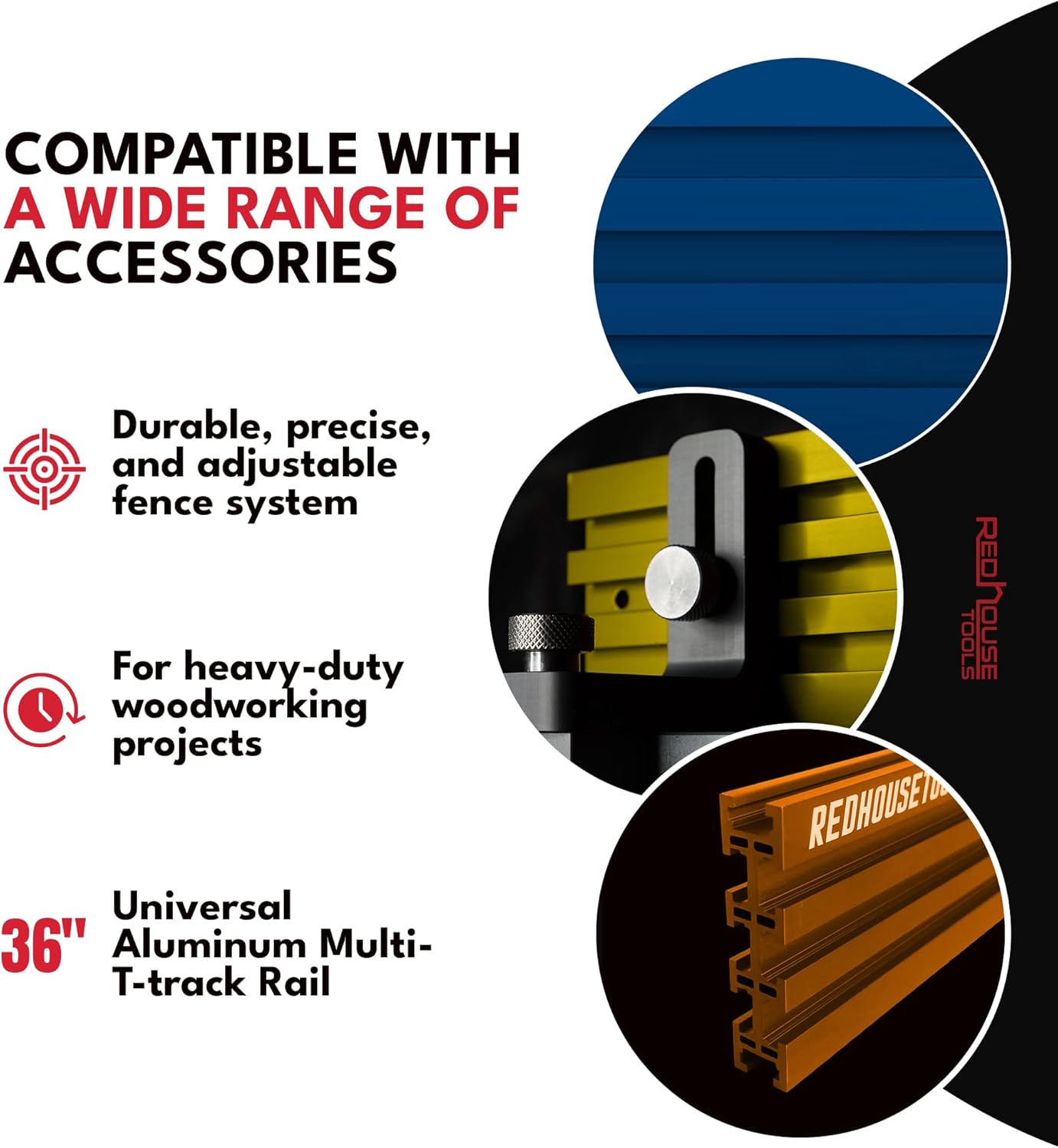 Multi T-Track - 3" Universal T-Track for Woodworking | Anodized Aluminum T Track Fence System | Woodworking Accessories | 36" Fence System (Set of 2) | Red