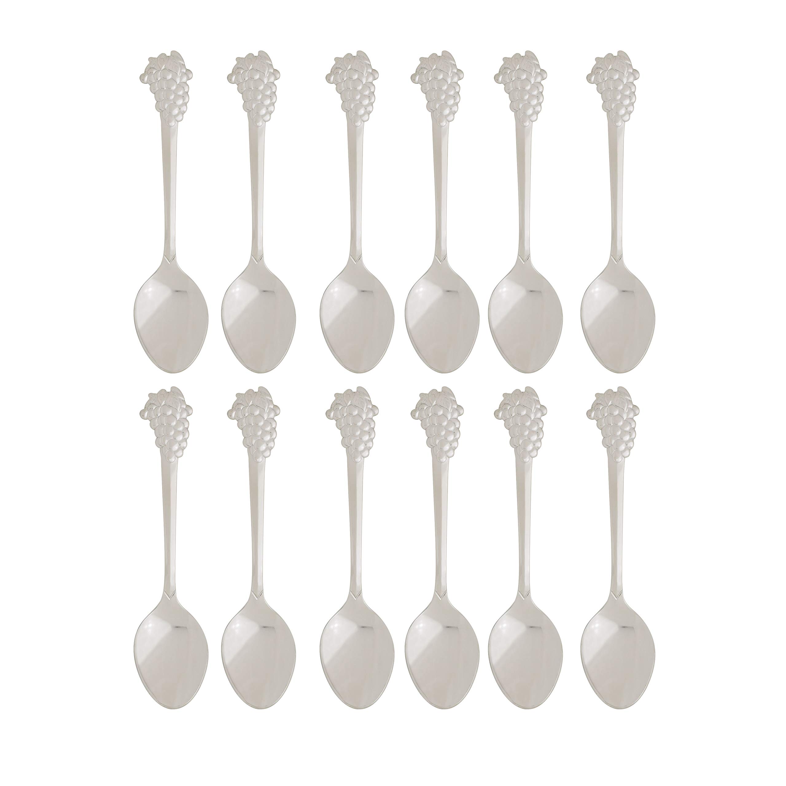 Fino DS-9/12, Stainless Steel, Demi Spoon Set, Grape Design, Set of 12